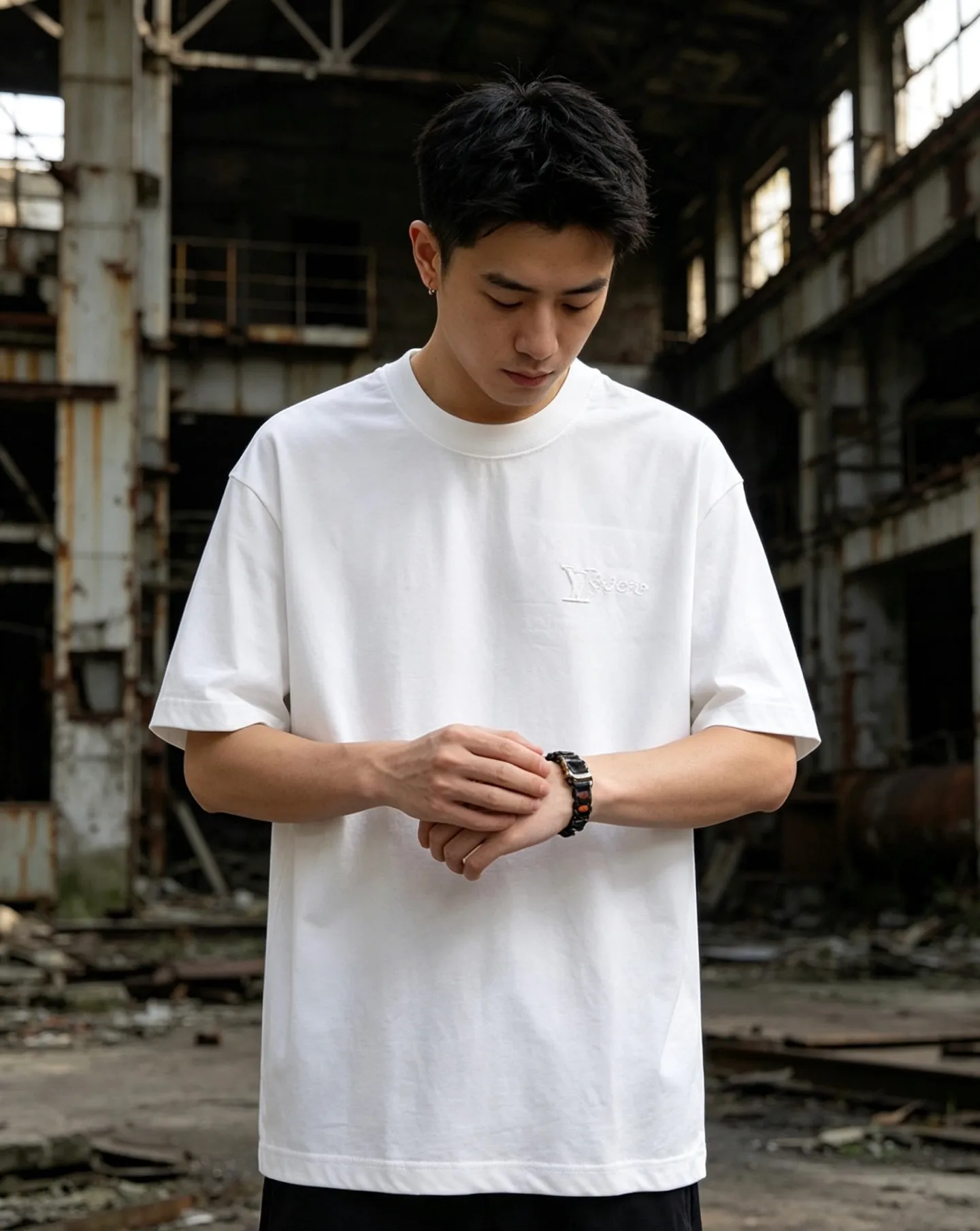 Louis Vuitton/Louis Vuitton short sleeves with small logo on the chest and letter embroidery on the back